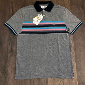 🎁 NWT 🐧 Penguin polo with cool max material w pink teal and black stripe -…